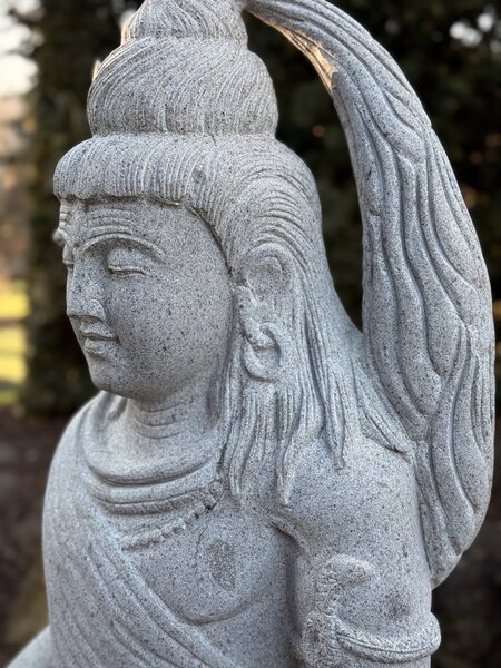 Monumentální kamenná socha Šiva 130 cm z říčního kamene (Jáva)