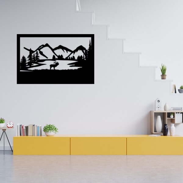 Obraz – vyjící los v horské krajině Velikost rámu: 49x32cm