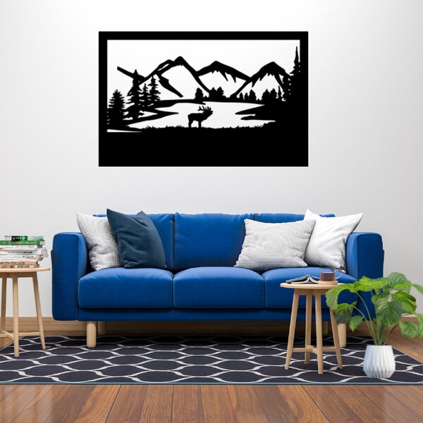 Obraz – vyjící los v horské krajině Velikost rámu: 49x32cm