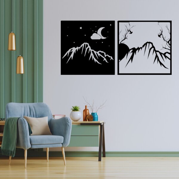 Obraz - tajemství hor noc-den Velikost rámu: 29x29cm - den