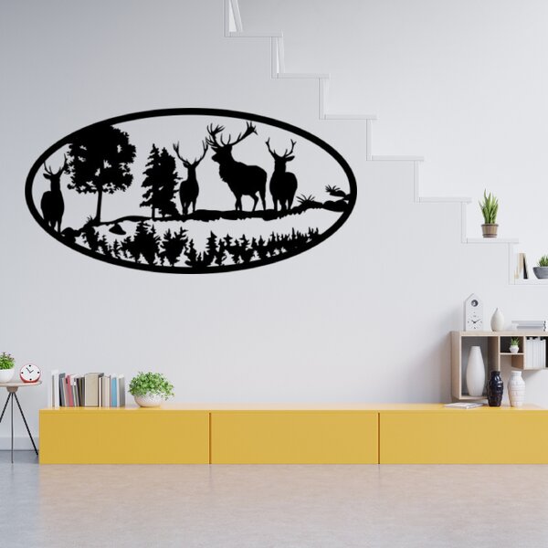 Obraz - jeleni na louce Velikost rámu: 49x25cm
