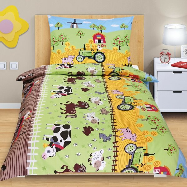 Bellatex Dětské bavlněné povlečení Junior Farma, 140 x 200 cm, 70 x 90 cm, 140 x 200 cm, 70 x 90 cm
