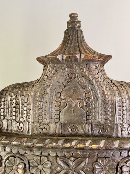 Masivní vyřezávané zrcadlo z Jávy 160×100 cm – historický originál, ruční práce