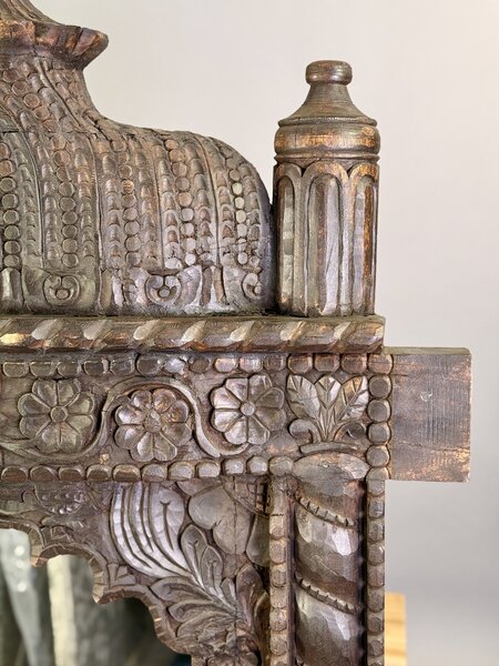 Masivní vyřezávané zrcadlo z Jávy 160×100 cm – historický originál, ruční práce