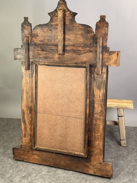 Masivní vyřezávané zrcadlo z Jávy 160×100 cm – historický originál, ruční práce