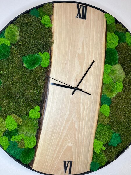 Mechové hodiny – Zelený okamžik Velikost rámu: 40cm