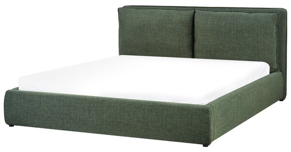 Postel s úložným prostorem Tkanina BAJONNA 180 x 200 cm Tmavě zelená