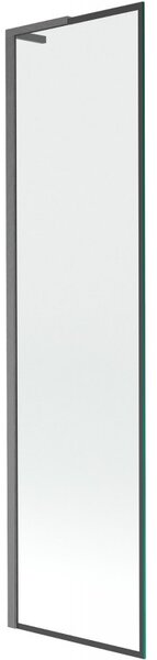 Mexen Next L, 1-křídlová vanová zástěna 50 x 150 cm, 6mm čiré sklo-černý vzor, ​​grafitový profil, 895-050-000-03-70-66