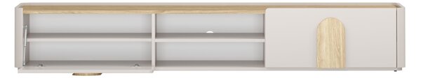 TV stolek Amilio 220 cm - kašmírová / dub olejovaný / úchytky dub světlý