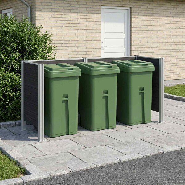 Plot pro popelnice Šedá 237 x 85 x 115 cm Hliník a WPC