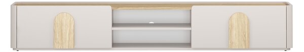 TV stolek Amilio 220 cm - kašmírová / dub olejovaný / úchytky dub světlý