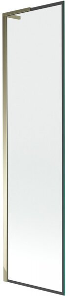 Mexen Next L, 1-křídlová vanová zástěna 50 x 150 cm, 6mm čiré sklo-černý vzor, ​​zlatý lesklý profil, 895-050-000-03-70-50