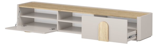 TV stolek Amilio 220 cm - kašmírová / dub olejovaný / úchytky dub světlý