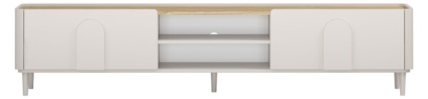 TV stolek Amilio 220 cm na nožkách - kašmírová / dub olejovaný / kašmírové úchytky