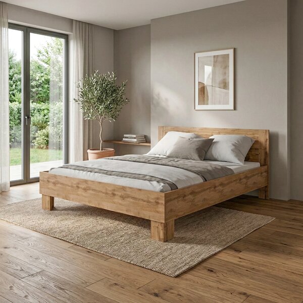 Postel s vyšším čelem NEJBY BARNABA PREMIUM 180x200 cm, dub wotan