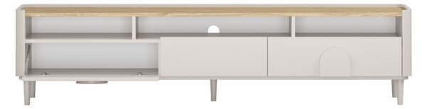 TV stolek Amilio 200 cm na nožkách - kašmírová / dub olejovaný / kašmírové úchytky