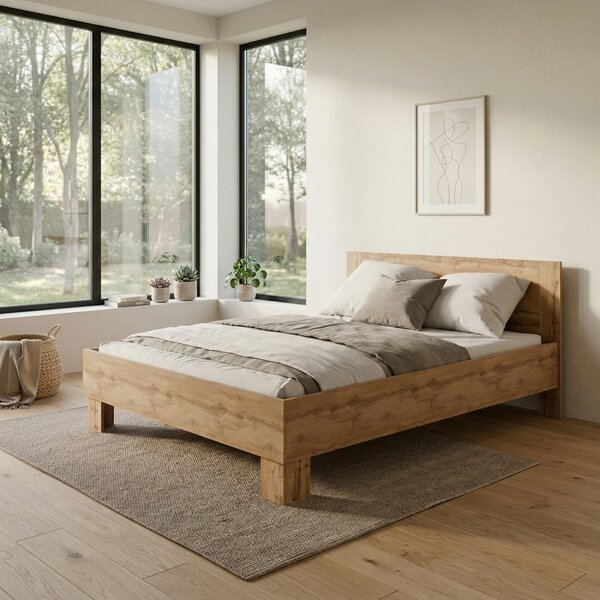 Postel s vyšším čelem NEJBY BARNABA PREMIUM 160x200 cm, dub wotan