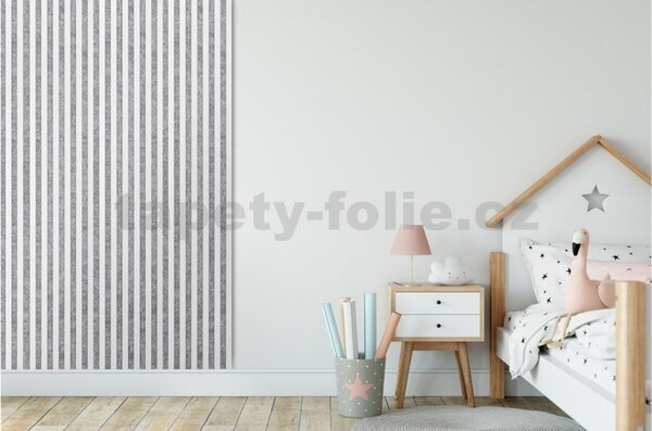 Akustické dekorační panely dub sonoma 3D lamely na šedém filcovém podkladu 270 x 30 cm