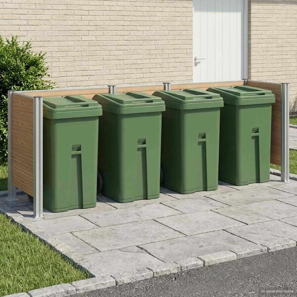 Plot pro popelnice Hnědá 315 x 85 x 115 cm Hliník a WPC