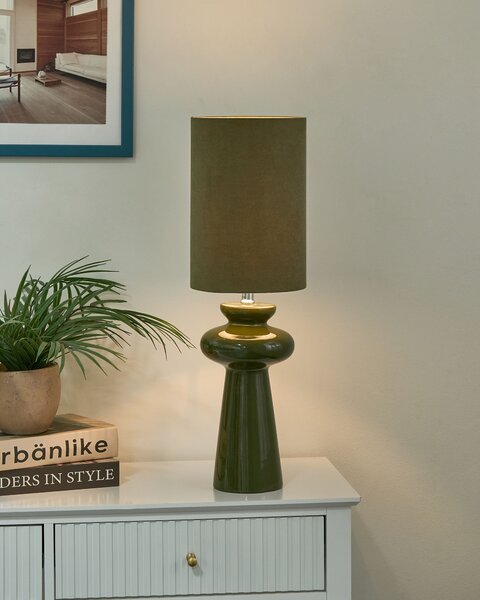 Stolní lampa OTEROS Olivově zelená