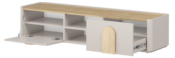 TV stolek Amilio 170 cm se zásuvkou - kašmír / olejovaný dub / úchyty světlý dub