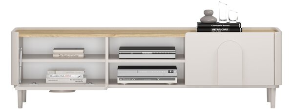 TV stolek Amilio 170 cm na nožkách - kašmírová / dub olejovaný / kašmírové úchytky