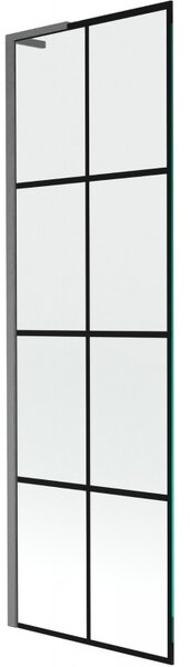 Mexen Next L, 1-křídlová vanová zástěna 60 x 150 cm, 6mm čiré sklo-černý vzor, ​​grafitový profil, 895-060-000-03-77-66