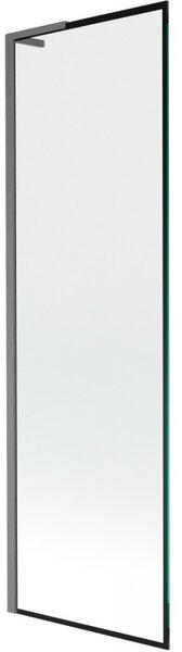 Mexen Next L, 1-křídlová vanová zástěna 60 x 150 cm, 6mm čiré sklo-černý vzor, ​​grafitový profil, 895-060-000-03-70-66