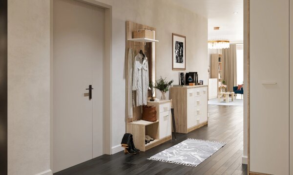 Předsíňová stěna PONETI, dub sonoma/bílá