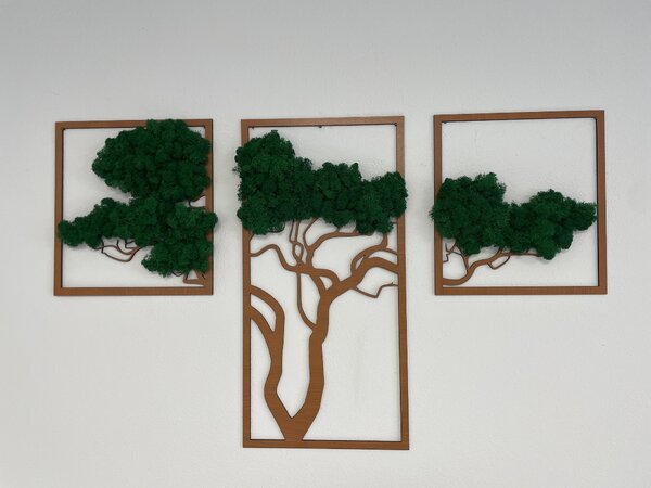 Mechový obraz - strom TRIO Velikost rámu: 78cm x 49cm