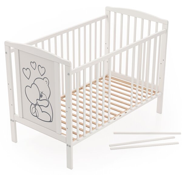 Postýlka Timmi 60x120 cm se srdíčky – bezpečná a krásná pro miminka Druh matrace: bez matrace