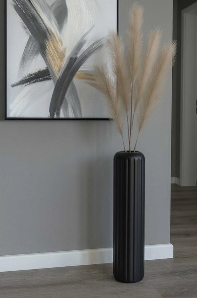 Podlahová váza VERTA, sklolaminát, výška 80 cm, černý mat