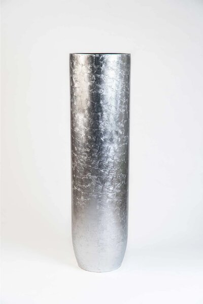 Luxusní květináč SOLERIO, sklolaminát, výška 120 cm, stříbrný lesk