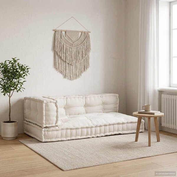 Polstrovaný pohovkový polštář 3 pcs Krémová 120 x 80 x 34 cm