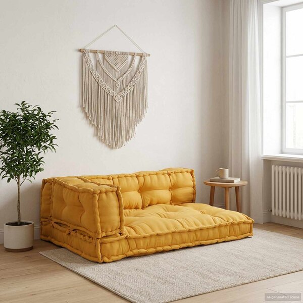 Polstrovaný pohovkový polštář 3 pcs Žlutá 120 x 80 x 38 cm