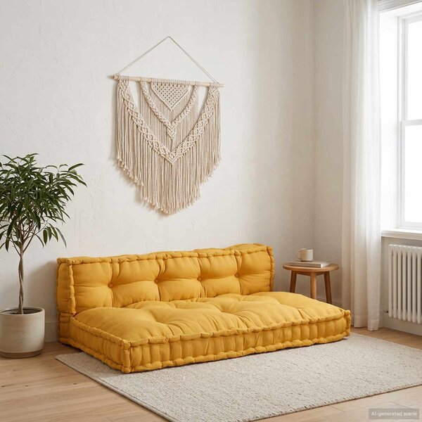 Polstrovaný pohovkový polštář 2 pcs Žlutá 120 x 80 x 38 cm