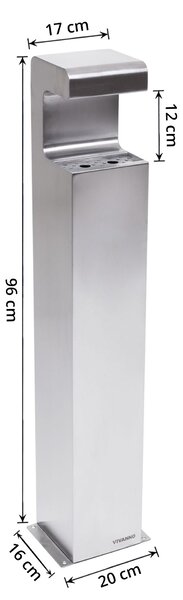 Stojící popelník FUMIX, broušený nerez, výška 96 cm, stříbrný