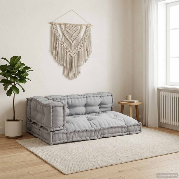 Polstrovaný pohovkový polštář 3 pcs Šedá 120 x 80 x 38 cm