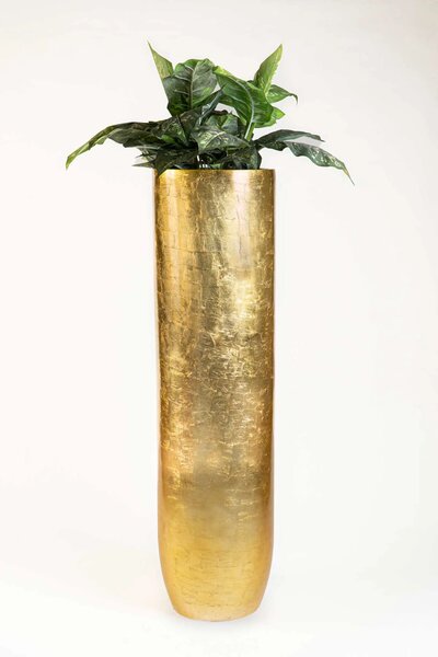 Exkluzivní květináč SOLERIO, sklolaminát, výška 120 cm, zlatý lesk
