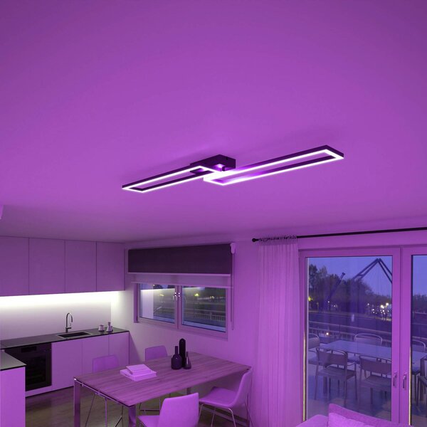 Tint Müller Licht LED stropní svítidlo Ciso, RGB, černé, stmívatelný, Černá, Obývací pokoj / jídelna, kov, Moderní