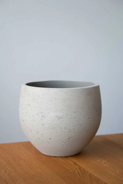 Moderní květináč RAFIOT, sklolaminát, výška 21 cm, béžový