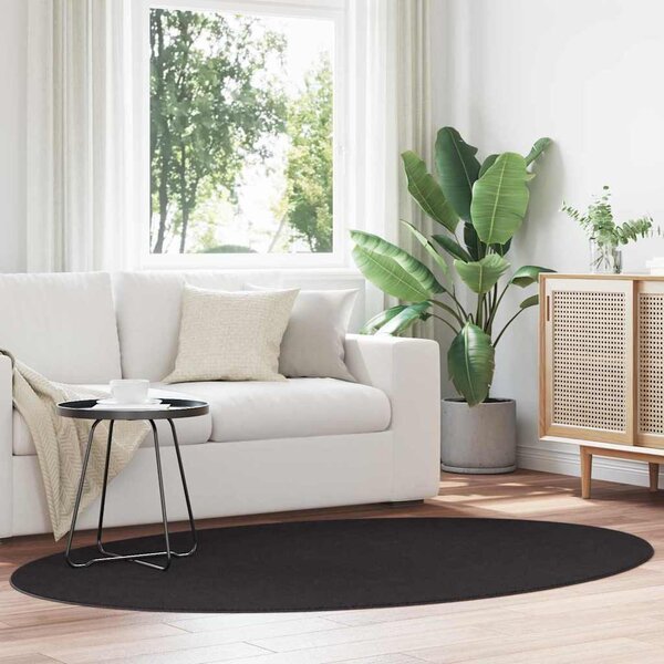 Kusové koberce Oválný HUARTE Černá 140 x 200 cm 100% polyester