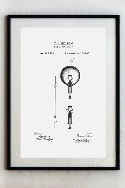 Edison elektrická žárovka - Plakát A3