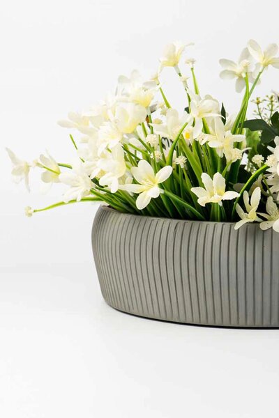 Mísa na květiny ERYNA, sklolaminát, průměr 30 cm, šedá