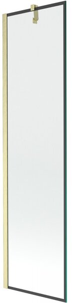 Mexen Next, 1-křídlová vanová zástěna 50 x 150 cm, 6mm čiré sklo - černý vzor, ​​zlatá matná, 895-050-000-00-70-55
