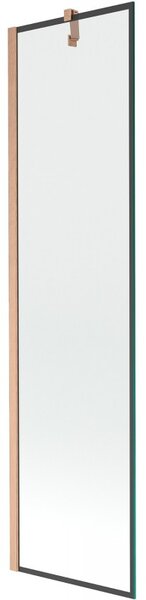 Mexen Next, 1-křídlová vanová zástěna 50 x 150 cm, 6mm čiré sklo - černý vzor, ​​měděná matná, 895-050-000-00-70-65