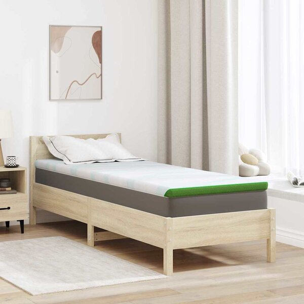 Topper na matraci Bílá a zelená 80 x 200 cm Jacquardová tkanina