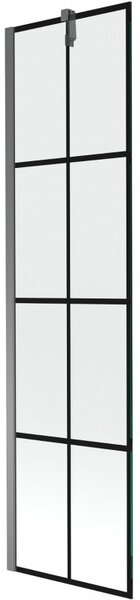 Mexen Next, 1-křídlová vanová zástěna 50 x 150 cm, 6mm čiré sklo - černý vzor, ​​grafitová, 895-050-000-00-77-95