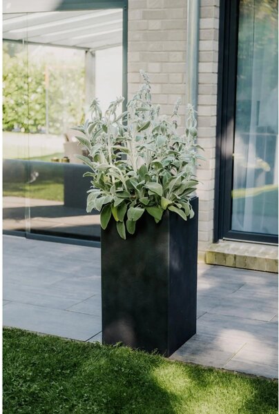 Květináč BLOCK, sklolaminát-vzhled kamene, výška 80 cm, antracit