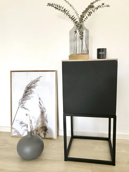 Květináč BLOCK UP, sklolaminát, výška 80 cm, antracit/černá